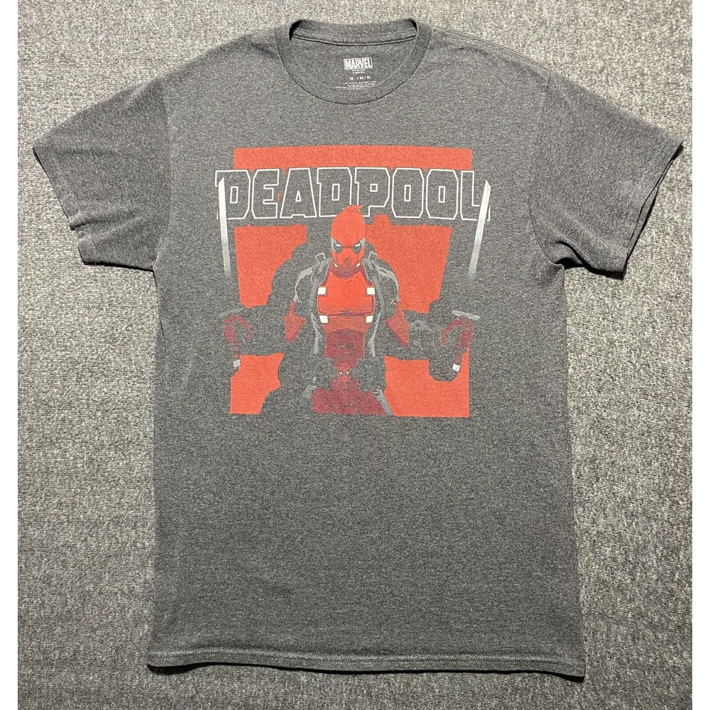 Marvel T-Shirt Men's Deadpool Gray Graphic Tee Size M